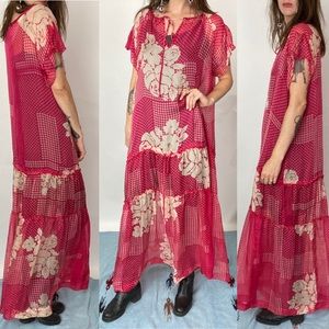 Johnny Was BIYA Floral Pink Sheer Maxi Dress/Gown